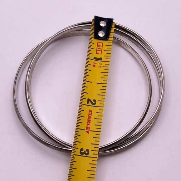 Vintage Silver Tone Bangle Bracelets Trinity Interlocking Set - Picture 5 of 7